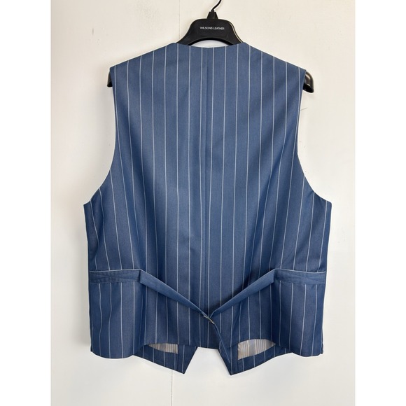 Caravelli 2 Pc Blue Pinstripe Mens 42R Blazer Suit Jacket & Vest Double Breasted - Picture 13 of 13